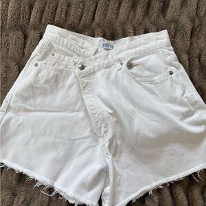 Parke Criss Cross Denim Oversized Shorts - XXS